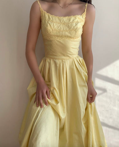 formaldressy-- Yellow spaghetti strap long satin dress gh5722
