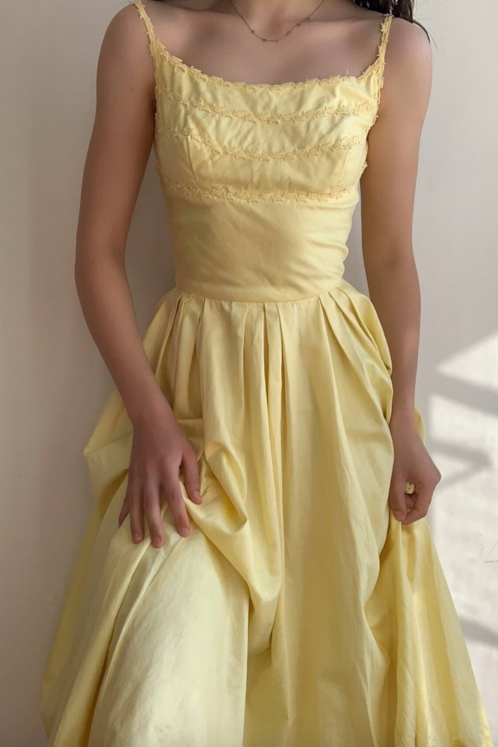 formaldressy-- Yellow spaghetti strap long satin dress gh5722