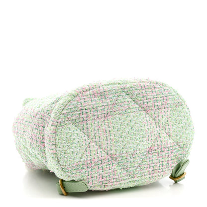 Tweed Quilted Chanel 19 Backpack Green Pink