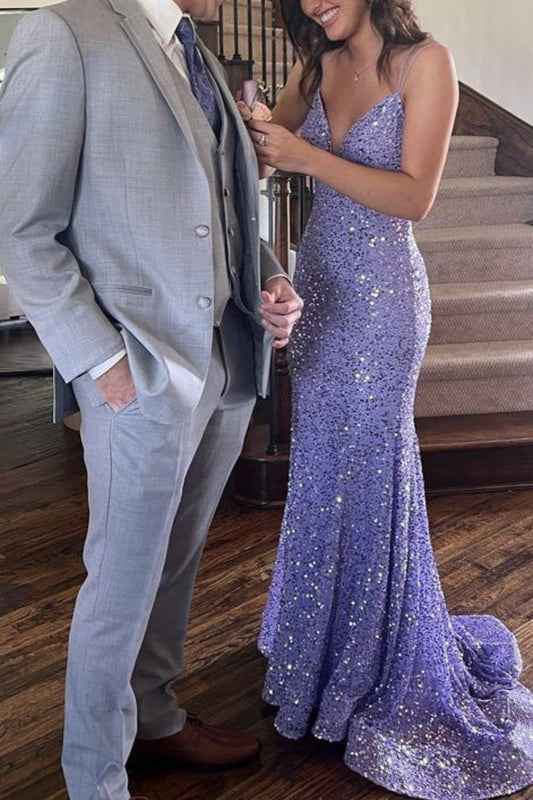 formaldressy-Charming Dress With Shiny Floral Slit Tube Top Long Sequins Prom Dress Graduation Dress gh5869