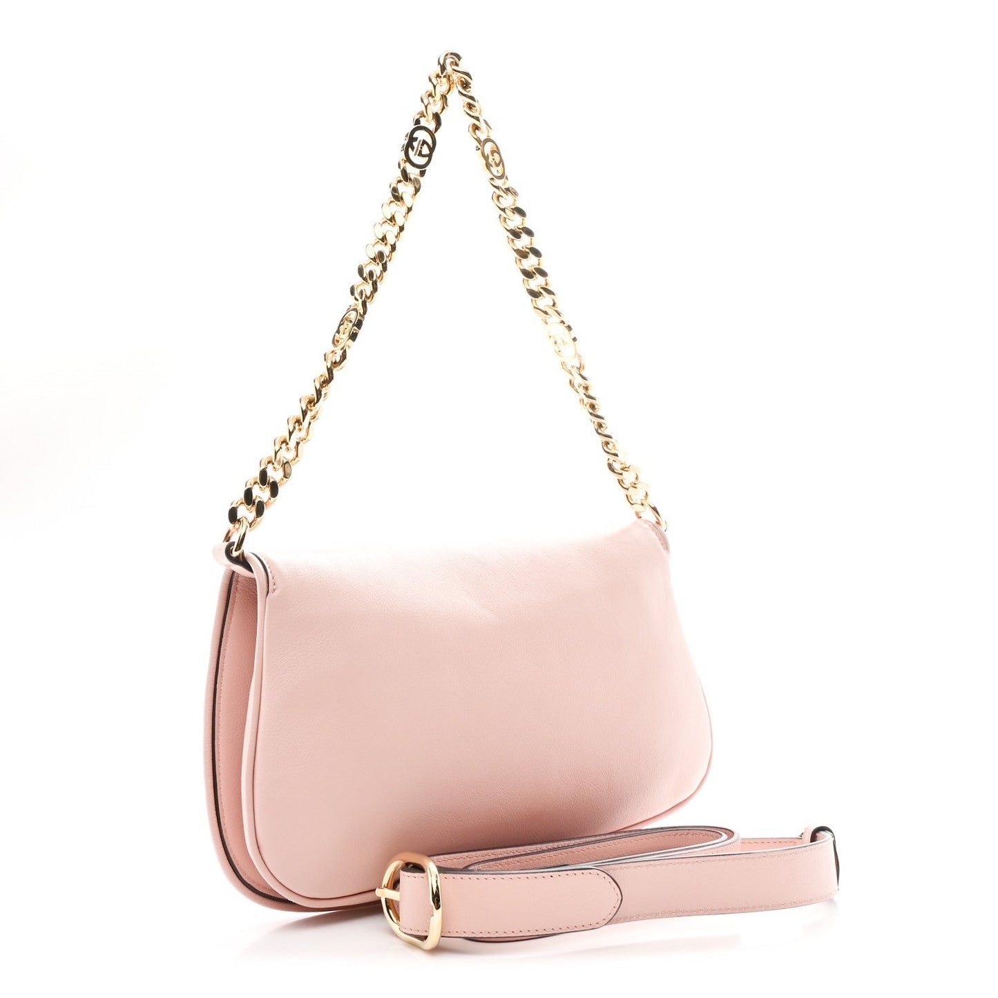 Roxy Calfskin Blondie Chain Shoulder Flap Bag Powder Pink