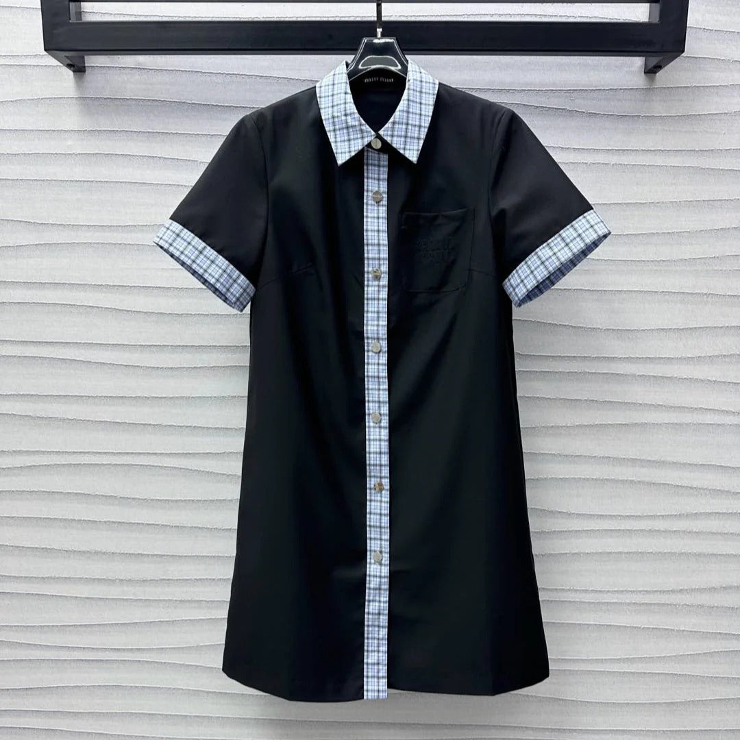 MIU 25S PATCHWORK PLAID DRESS 264573
