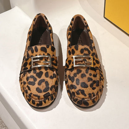 Fendi 2025 Leopard Print Loafer Brown mix Black Calfskin 560513