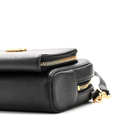 Grained Calfskin Caro Double Pouch Black
