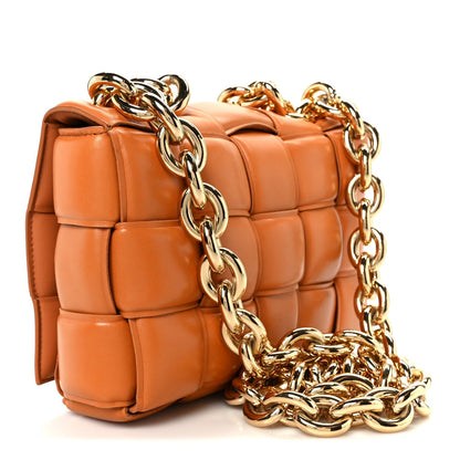 Lambskin Maxi Intreccio Padded Chain Cassette Crossbody Bag Clay