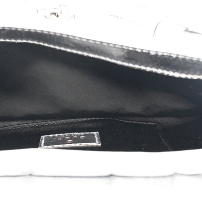Metallic Nappa Vertical Matelasse Small Maxi Horsebit Chain Shoulder Bag Silver