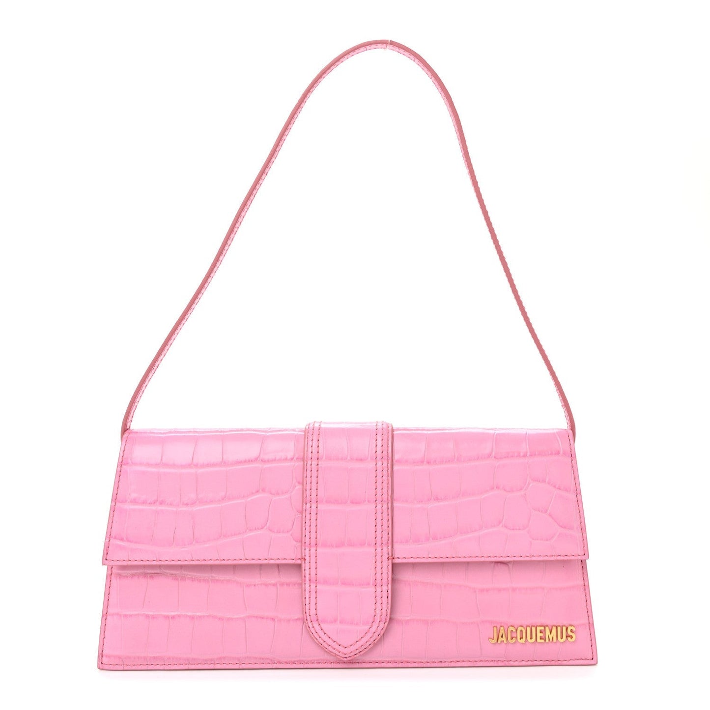 Calfskin Crocodile Embossed Le Bambino Long Pink
