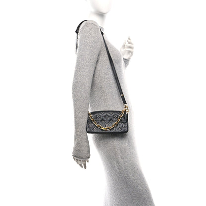 Lambskin Embossed Monogram Pochette Coussin Crossbody Black