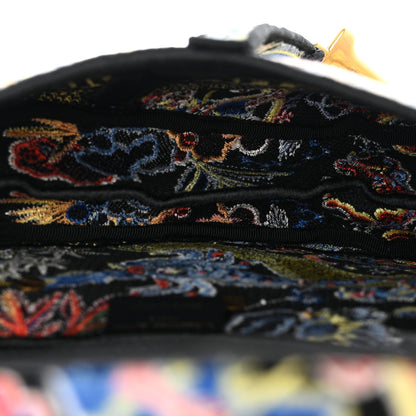 Canvas Embroidered Zodiac Fantastico Saddle Bag Black Multicolor
