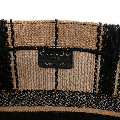 Canvas Embroidered Medium Bayadere Book Tote Black Beige