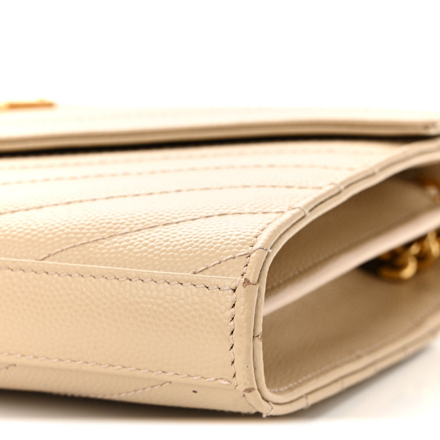 Grain De Poudre Matelasse Chevron Monogram Chain Wallet Nude Powder