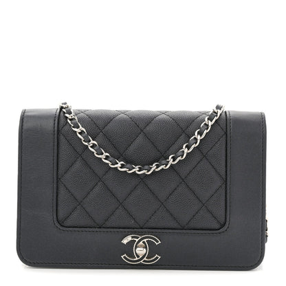 Caviar Quilted Vintage Mademoiselle Wallet On Chain WOC Black