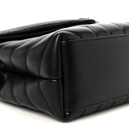 Calfskin Y Quilted Monogram Monochrome Small Loulou Chain Satchel Black