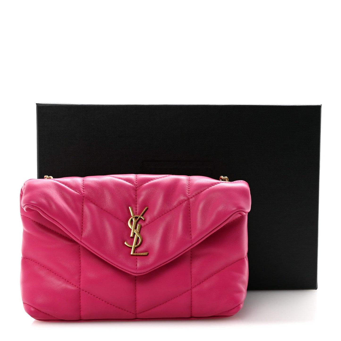 Lambskin Quilted Toy Loulou Puffer Monogram Chain Satchel Bubblegum