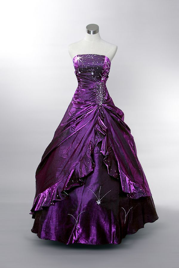 formaldressy-Purple Beaded Shimmering Long Satin Ball Gown gh6230