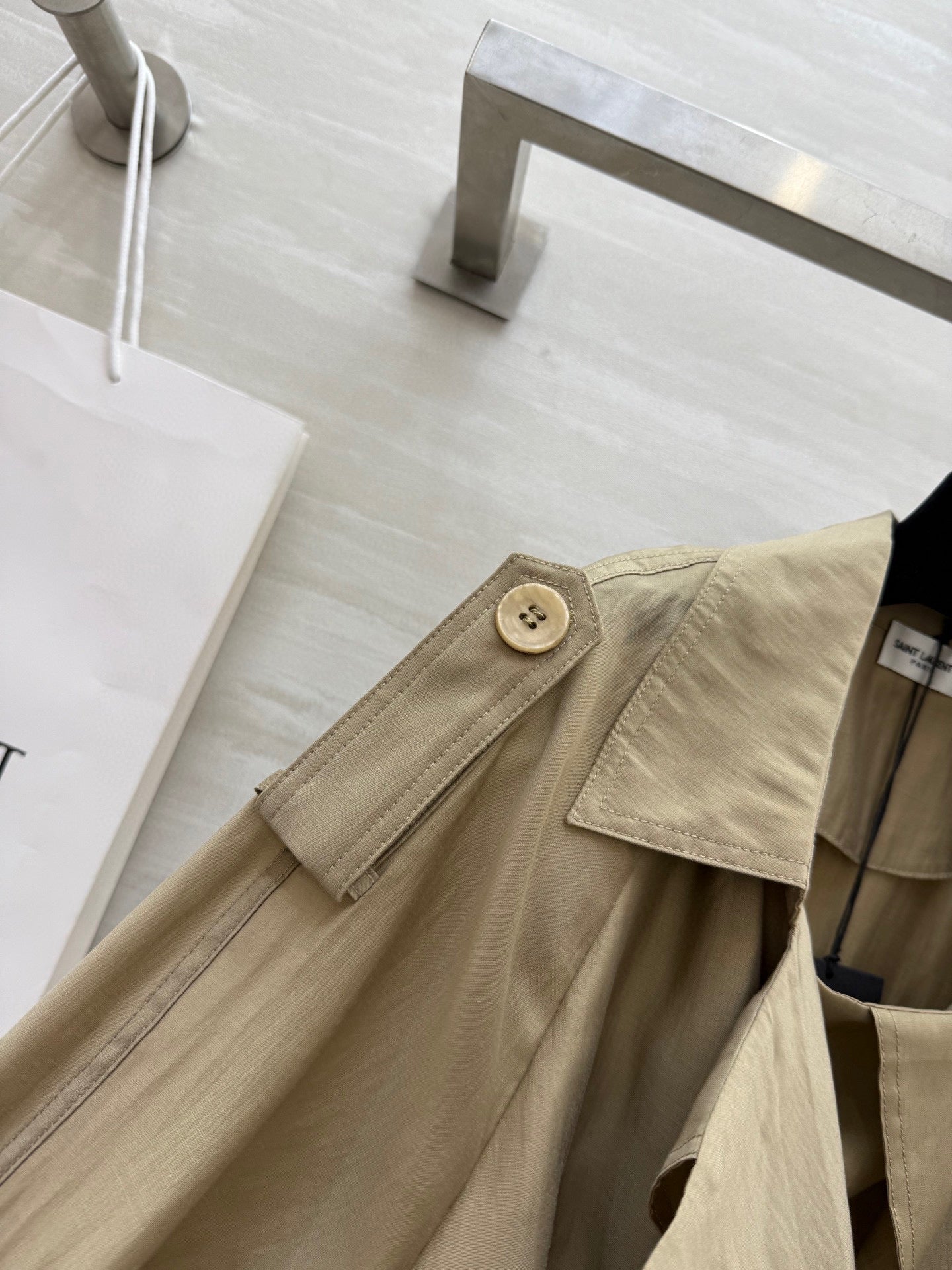YSL 25 Windbreaker Jacket Beige Tencel