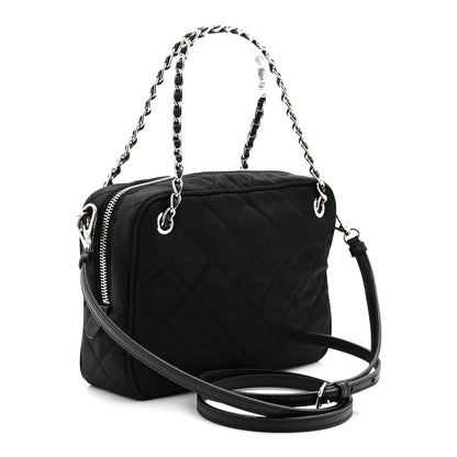 Nylon Tessuto Impuntu Quilted Bandoliera Crossbody Bag Black