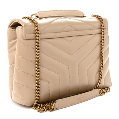 Calfskin Y Quilted Monogram Small Loulou Chain Satchel Dark Beige