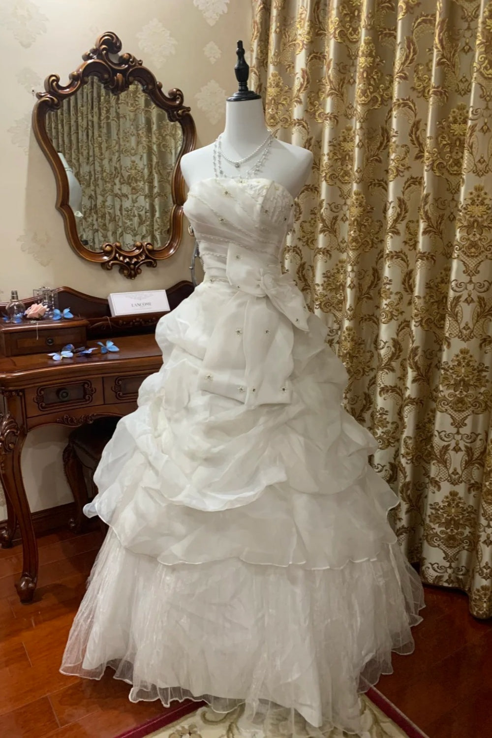 formaldressy-White Long Wedding Dress With Delicate Beading gh6300