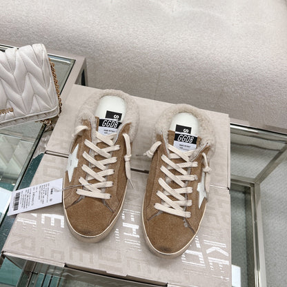 Golden Goose 2025 Space-Star Sabot Mule Sneaker Brown Suede Wool 119148