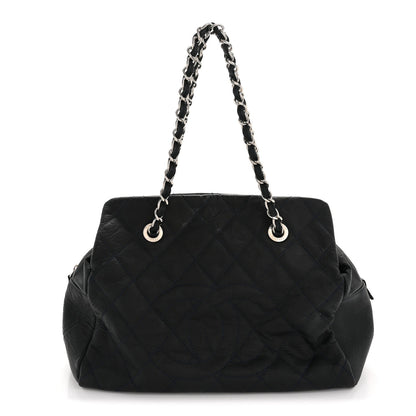 Crinkled Calfskin Grand Timeless Shopping Tote GTT Dark Blue