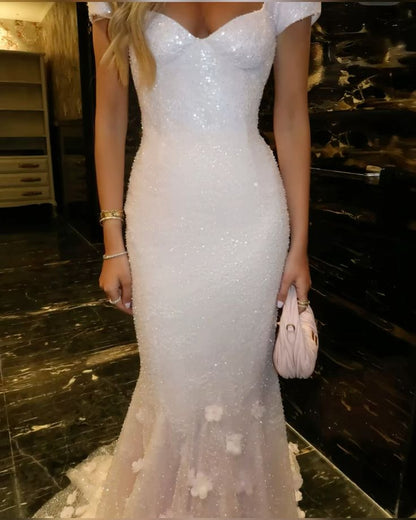 formaldressy-Pink Shiny Exquisite Floral Floor-Length Trailing Retro Elegant Prom Dress Evening Dress gh5945