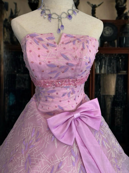 formaldressy-Pink Sparkling Tulle Princess Long Formal Prom Dress gh5358
