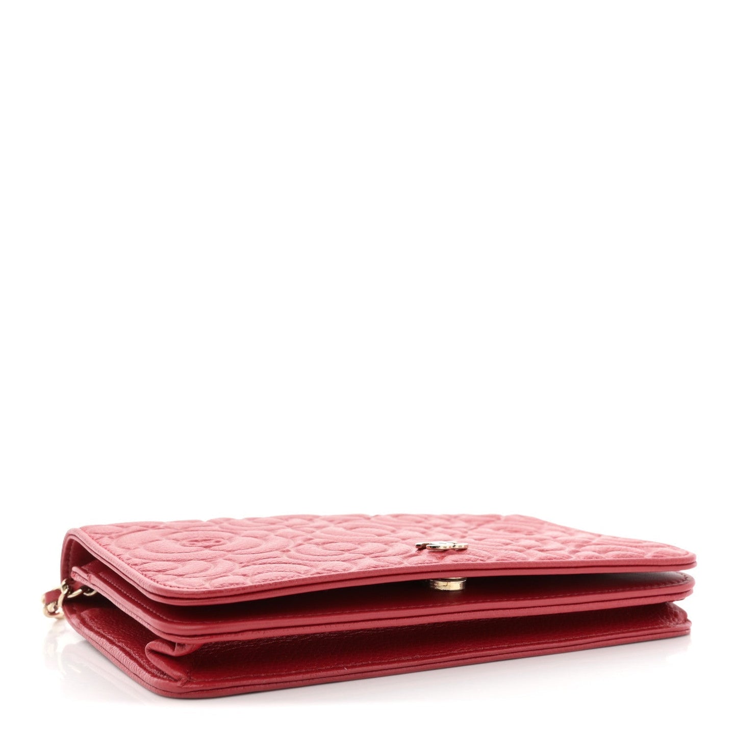 Caviar Camellia Embossed Wallet On Chain WOC Red