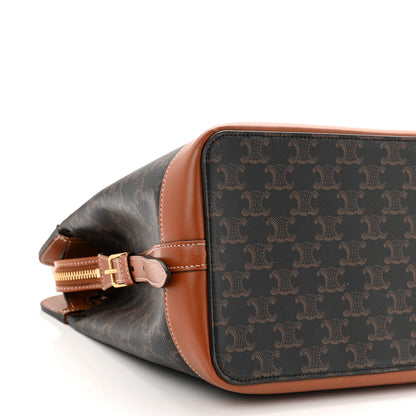 Triomphe Canvas Calfskin Cabas De France Handbag Tan
