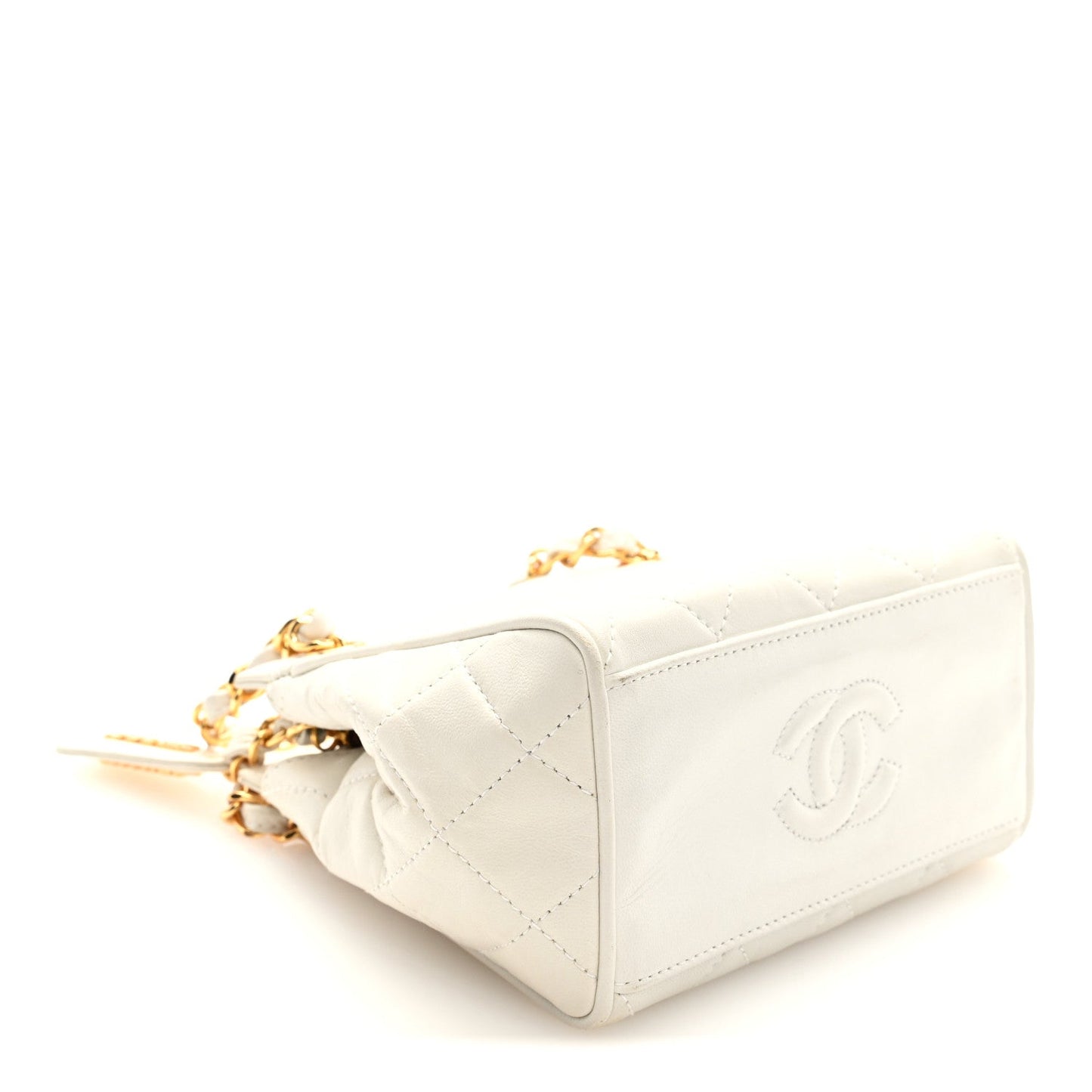 Lambskin Quilted Shoulder Bag White