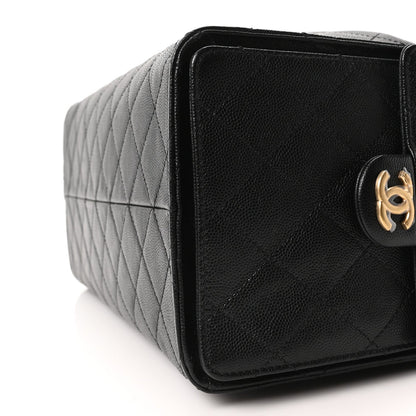 Caviar Quilted Medium Chanel 25 Handbag Black