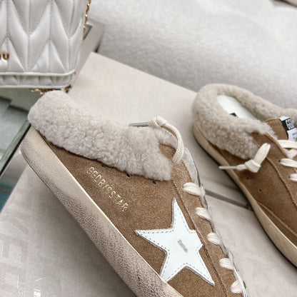 Golden Goose 2025 Space-Star Sabot Mule Sneaker Brown Suede Wool 119148