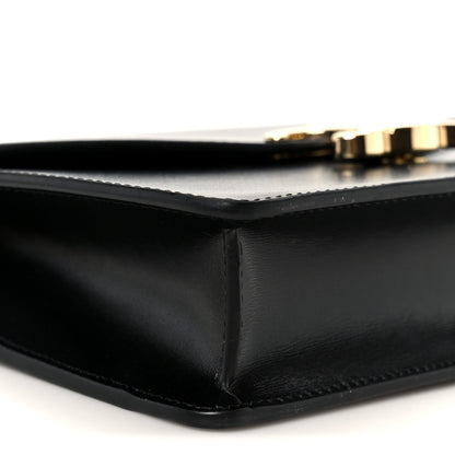 Shiny Calfskin Triomphe Margo Wallet on Chain Black