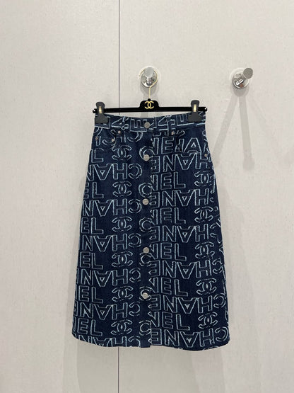 CC 25 Long Skirt Blue Cotton