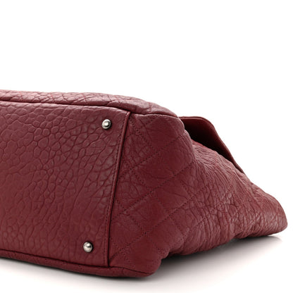Crumpled Lambskin Quilted Large Tote Burgundy