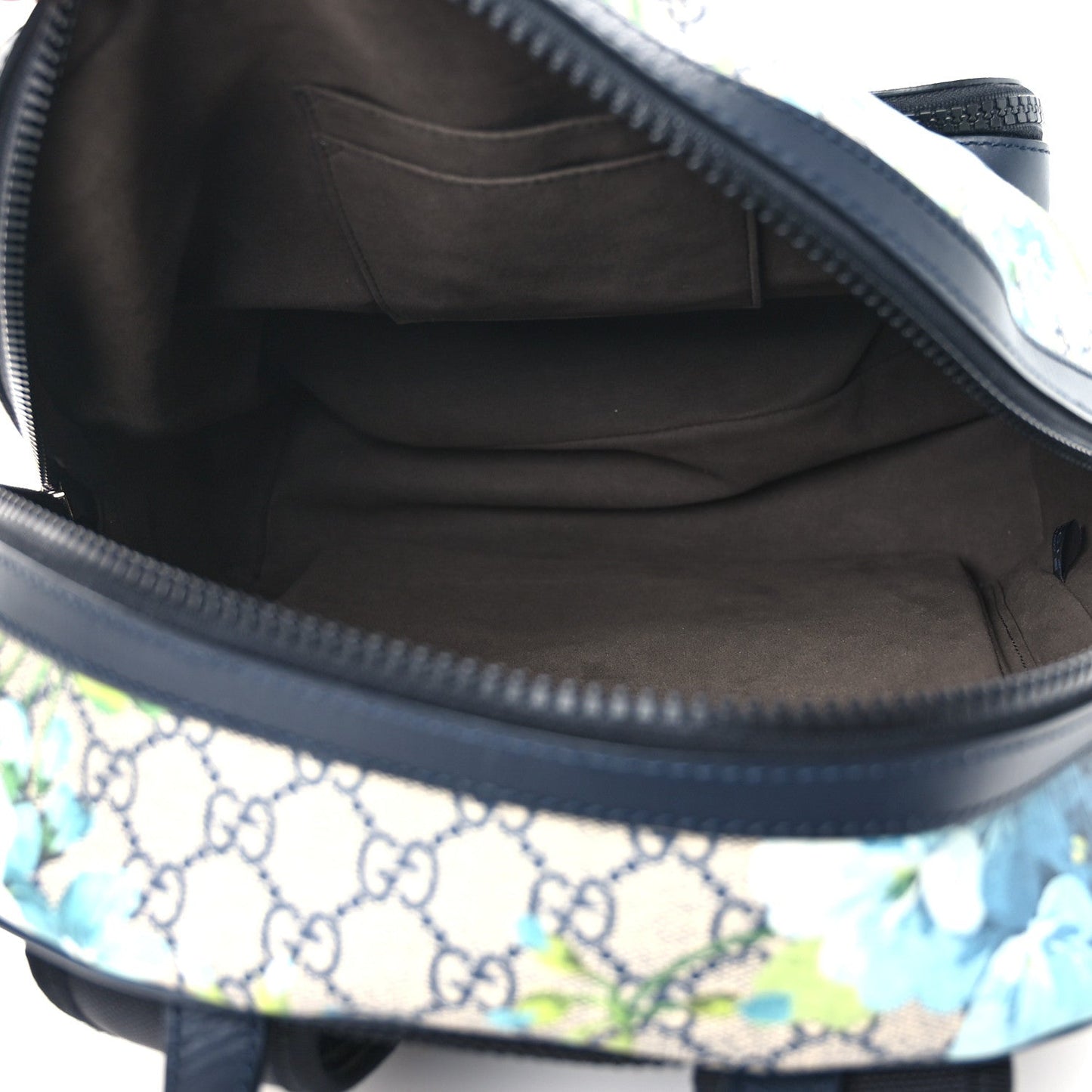 GG Supreme Monogram Blooms Medium Day Backpack Beige Blue Navy