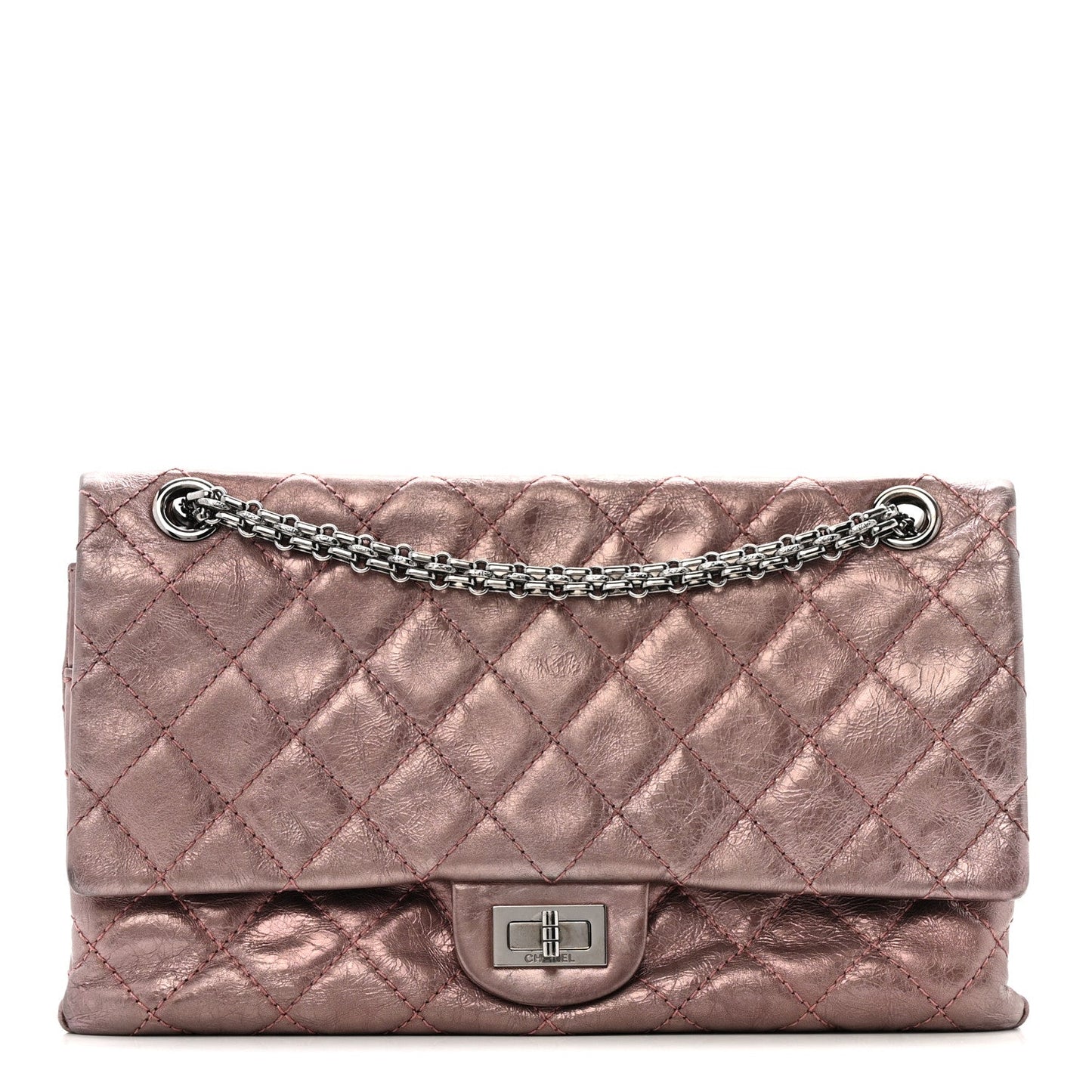 Metallic Aged Calfskin Quilted 2.55 Reissue 226 Flap Rose Fonce