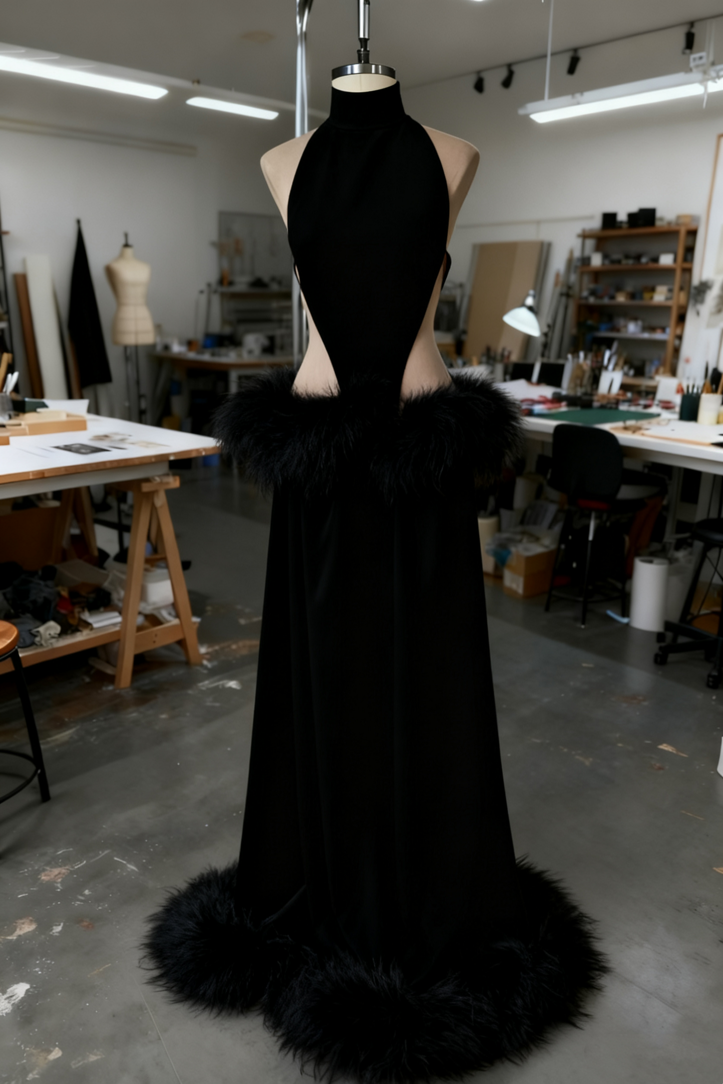 formaldressy-Sexy Long Fur Dress gh6162