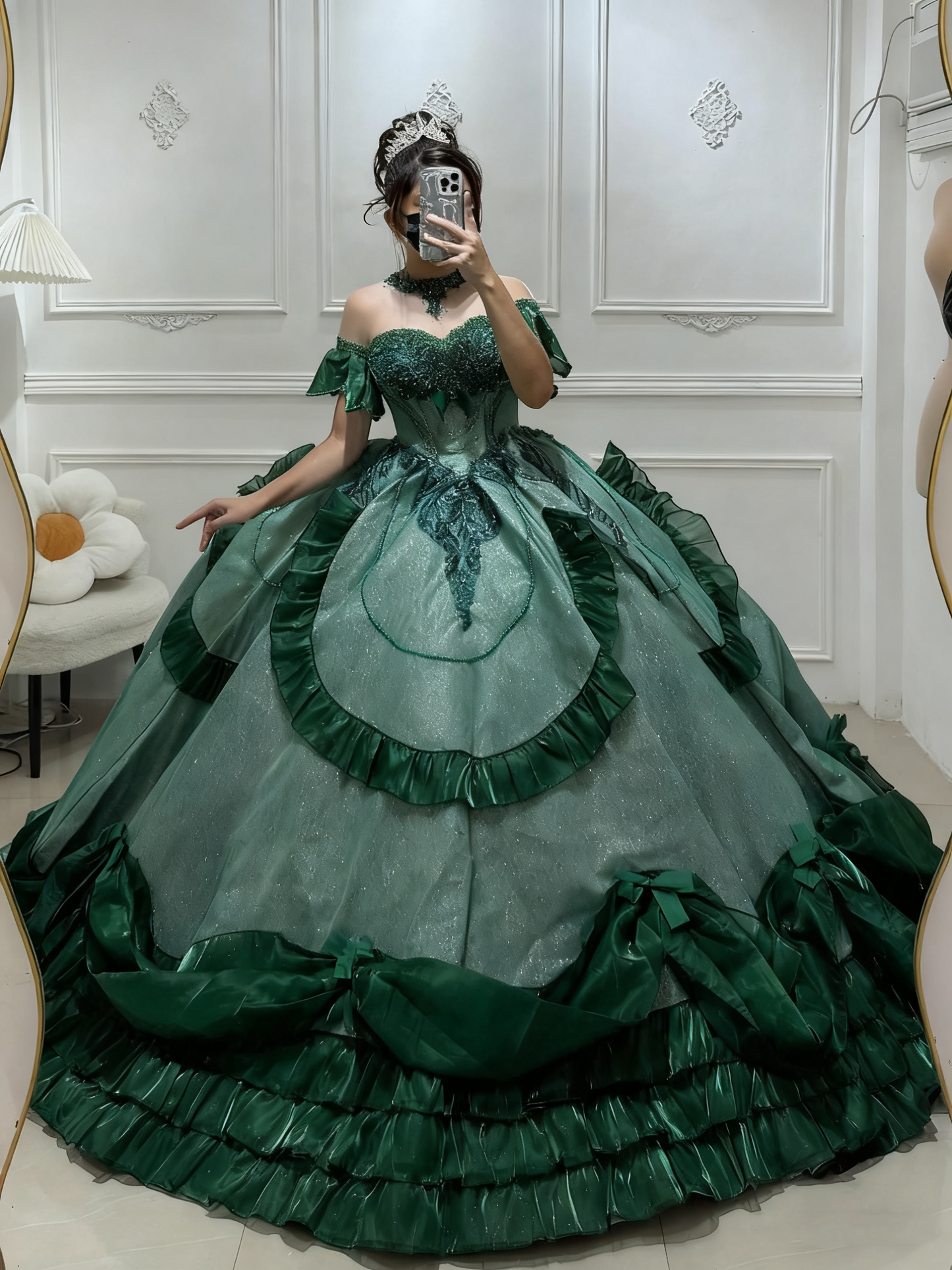 formaldressy-A sweet, dark green princess dress for a 16-year-old. gh6184