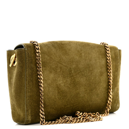 Smooth Calfskin Suede Small Reversible Monogram Kate Satchel Loden Green
