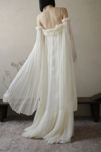 formaldressy--White fairy dress long chiffon dress gh5735