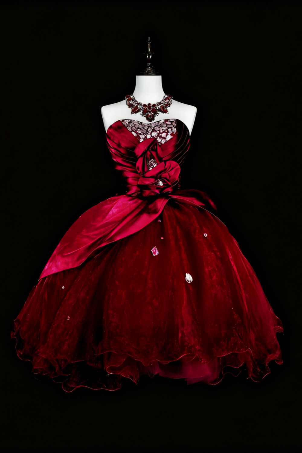 formaldressy-Red short birthday dress, tulle back-to-school dress gh6140