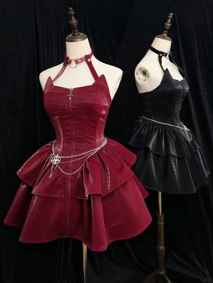 formaldressy-Black/Red Short Homecoming Dress Halloween Party Dress Halloween Costume Outfit Halloween gh5771