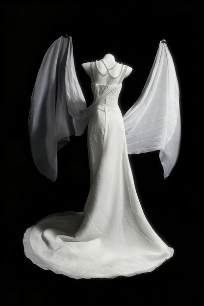 formaldressy-White Elegant Long Tulle Wedding Dress For Brides gh6284