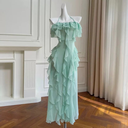 formaldressy--mint green/pink floral long chiffon prom dress gh5580