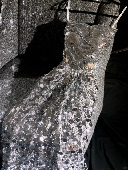 formaldressy--Silver sparkling sequins glittering long prom dress prom dress gh5696