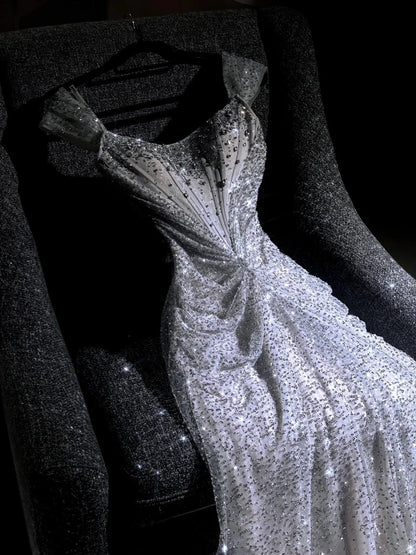 formaldressy--White gorgeous exquisite beaded long princess tulle prom dress ball gown gh5694