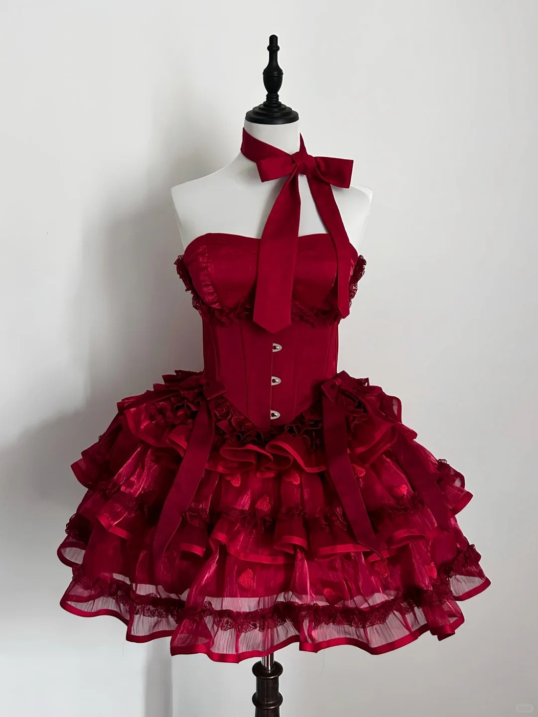 formaldressy-Red Princess Lace Fashion Short Tulle Homecoming Dress Birthday Party Dress gh5415