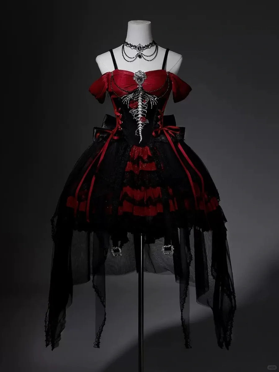formaldressy-Black red beaded tulle lace short homecoming dress birthday dress gh5347