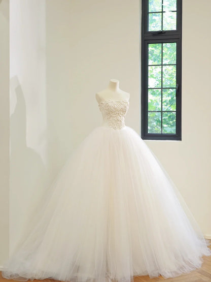 formaldressy-White Fashion Long Tulle Prom Dress Evening Gown Wedding Dress gh5059
